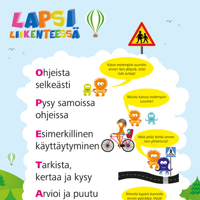 Lapsi liikenteessä -julisteen esimerkkikuva