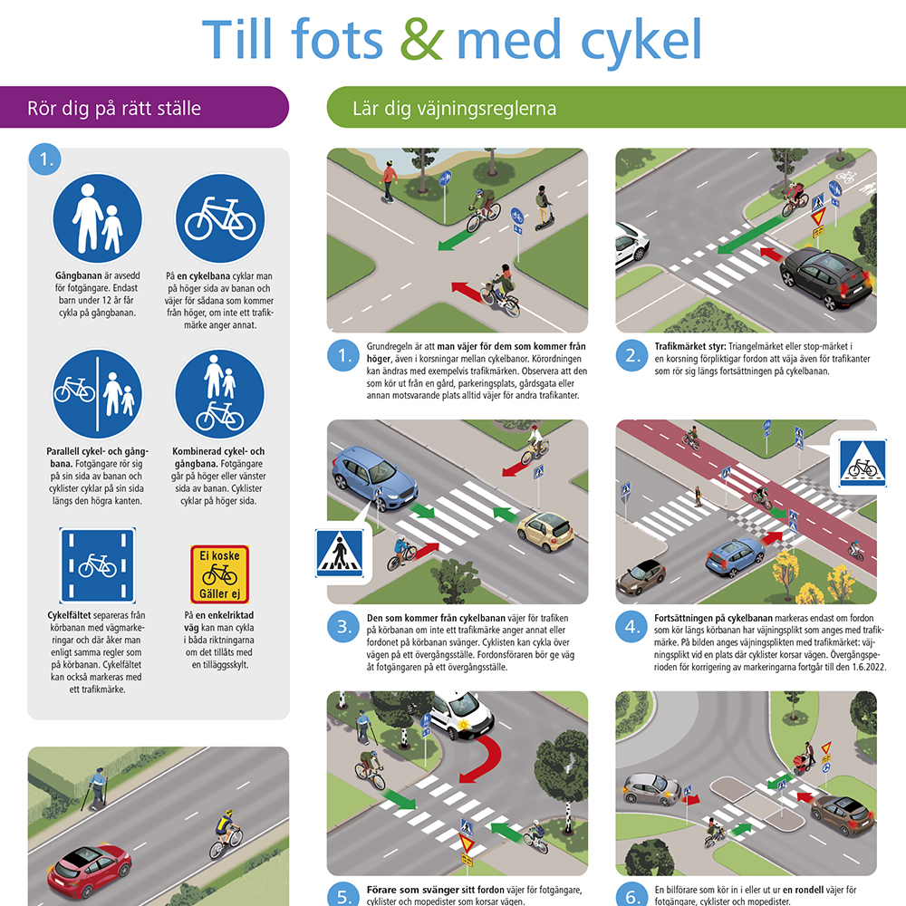Säkert till fots och med cykel -affisch
