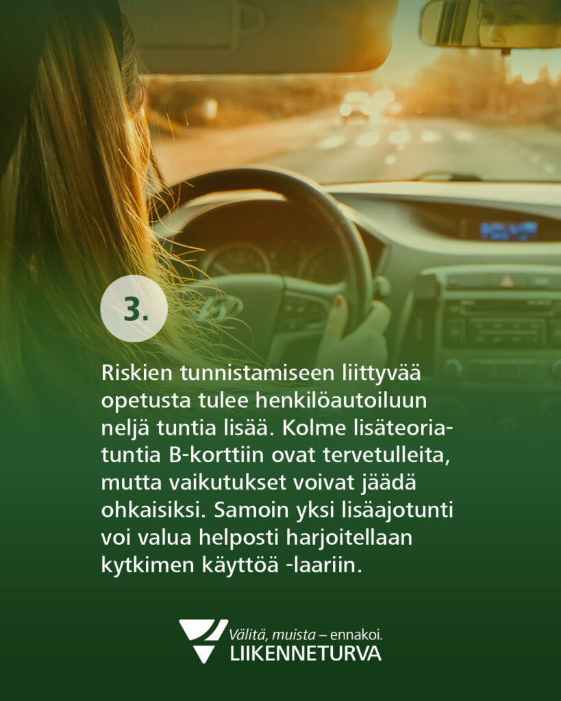 Kuvassa nuori kuljettaja ja kuvan päällä tekstiä Liikenneturvan blogikirjoituksesta.